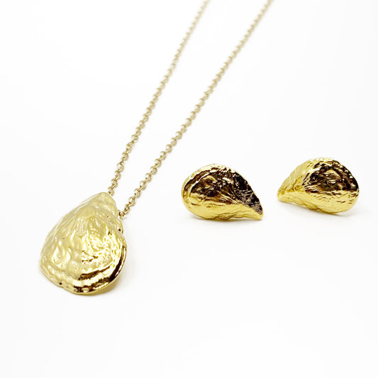 The Ketcham Oyster Shell Earrings 14kt Gold Dipped