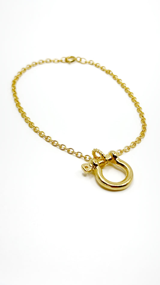 Mariner Shackle Cable Chain Bracelet 14kt Gold Dipped