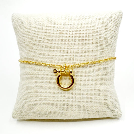 Mariner Shackle Cable Chain Bracelet 14kt Gold Dipped