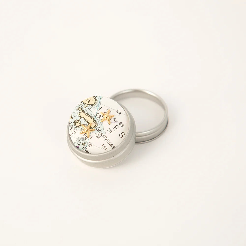 Marblehead Starfish Earrings 14kt gold dipped