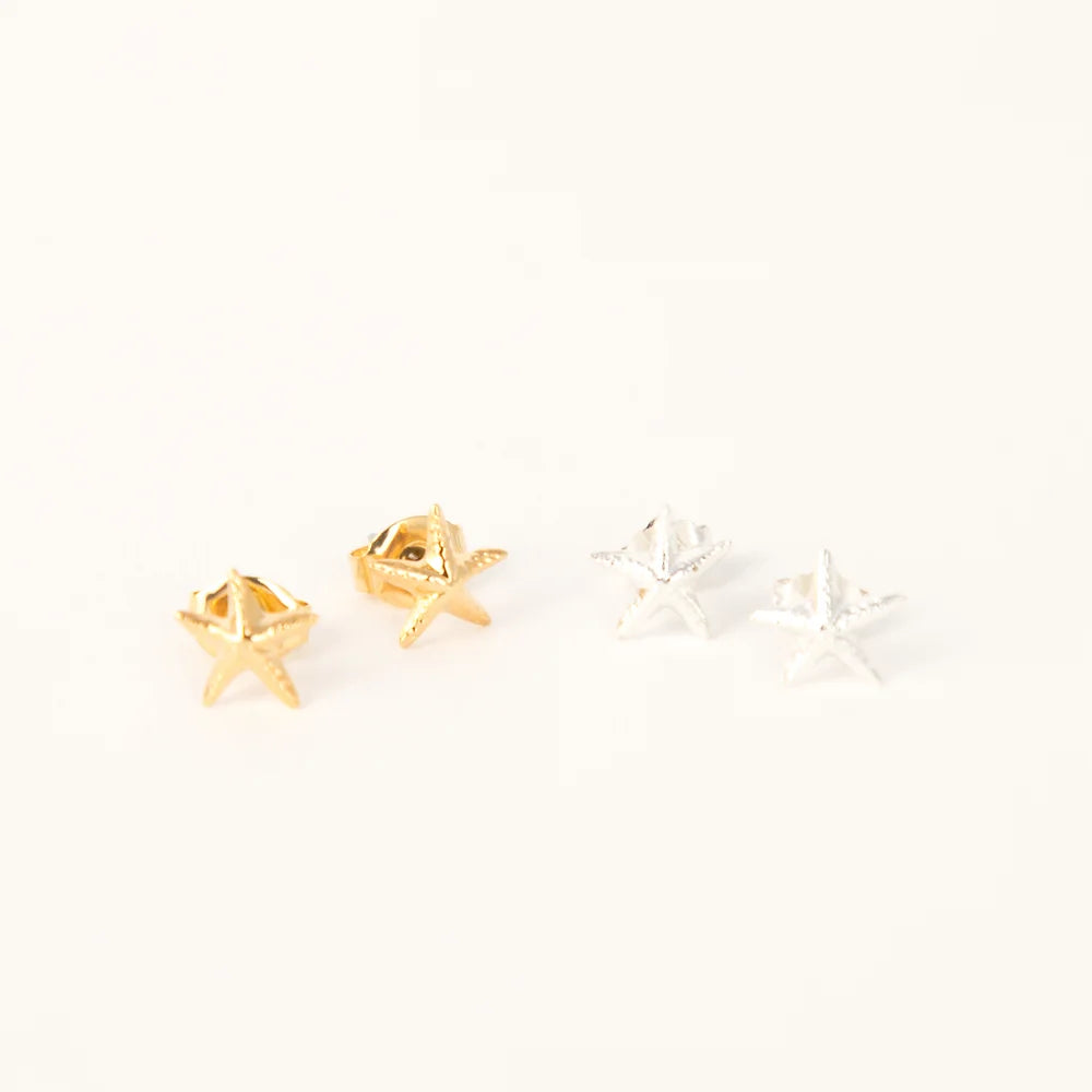Marblehead Starfish Earrings 14kt gold dipped