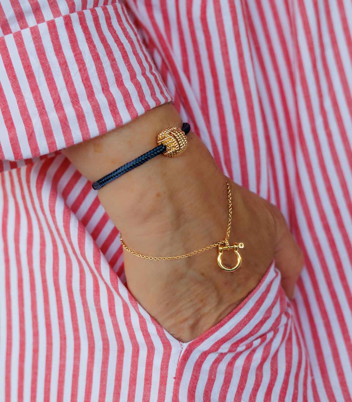 Mariner Shackle Cable Chain Bracelet 14kt Gold Dipped