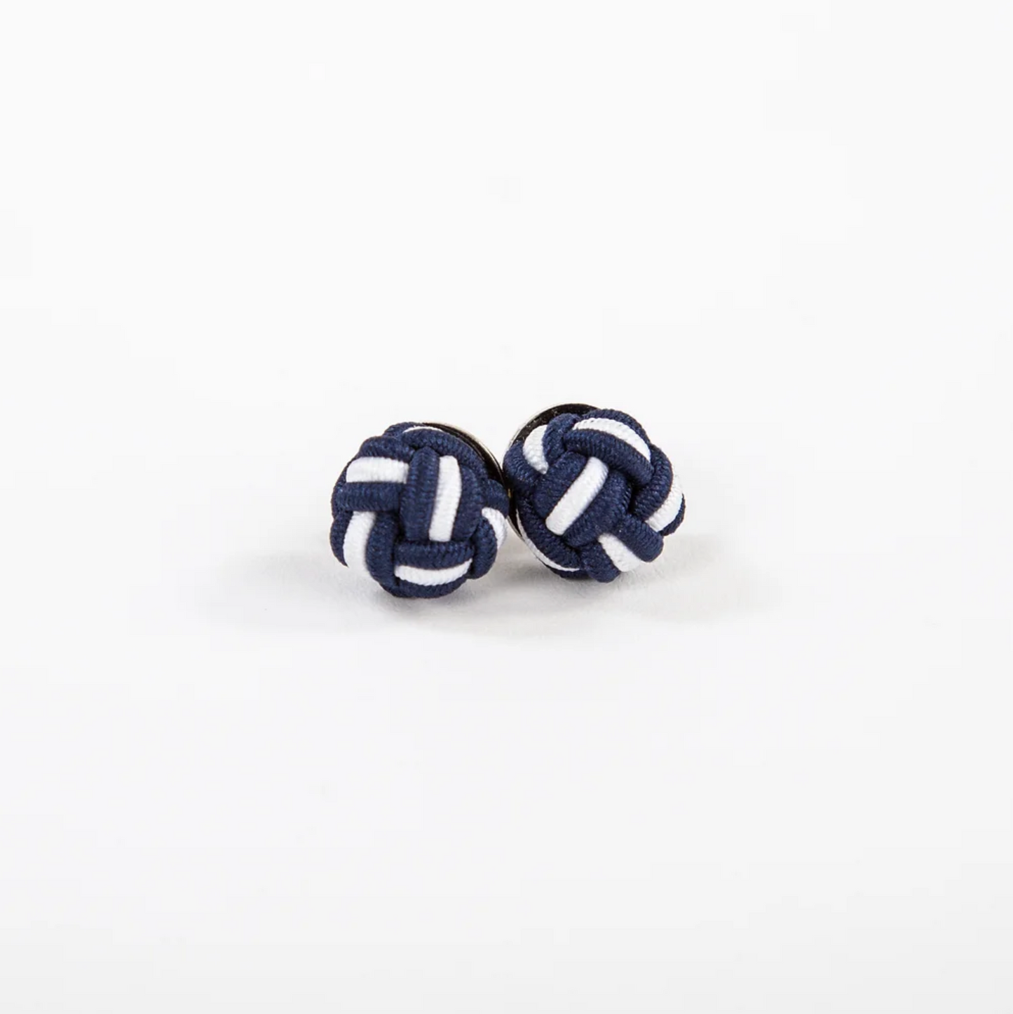 Monkey Fist Earrings: Classic Navy & Crisp White