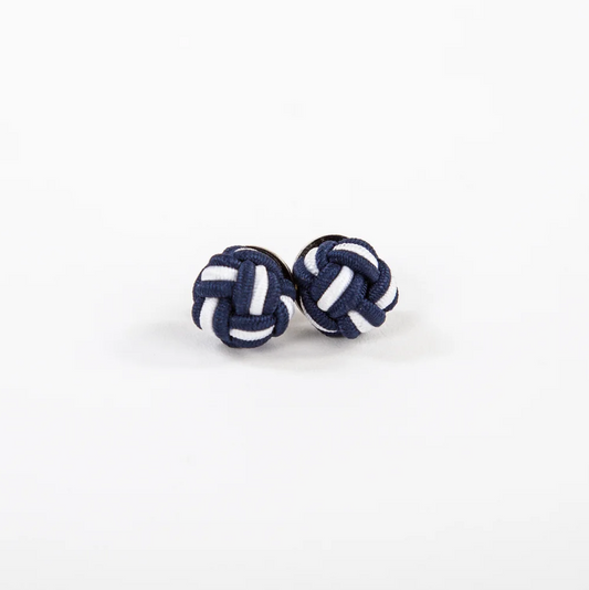 Monkey Fist Earrings: Classic Navy & Crisp White