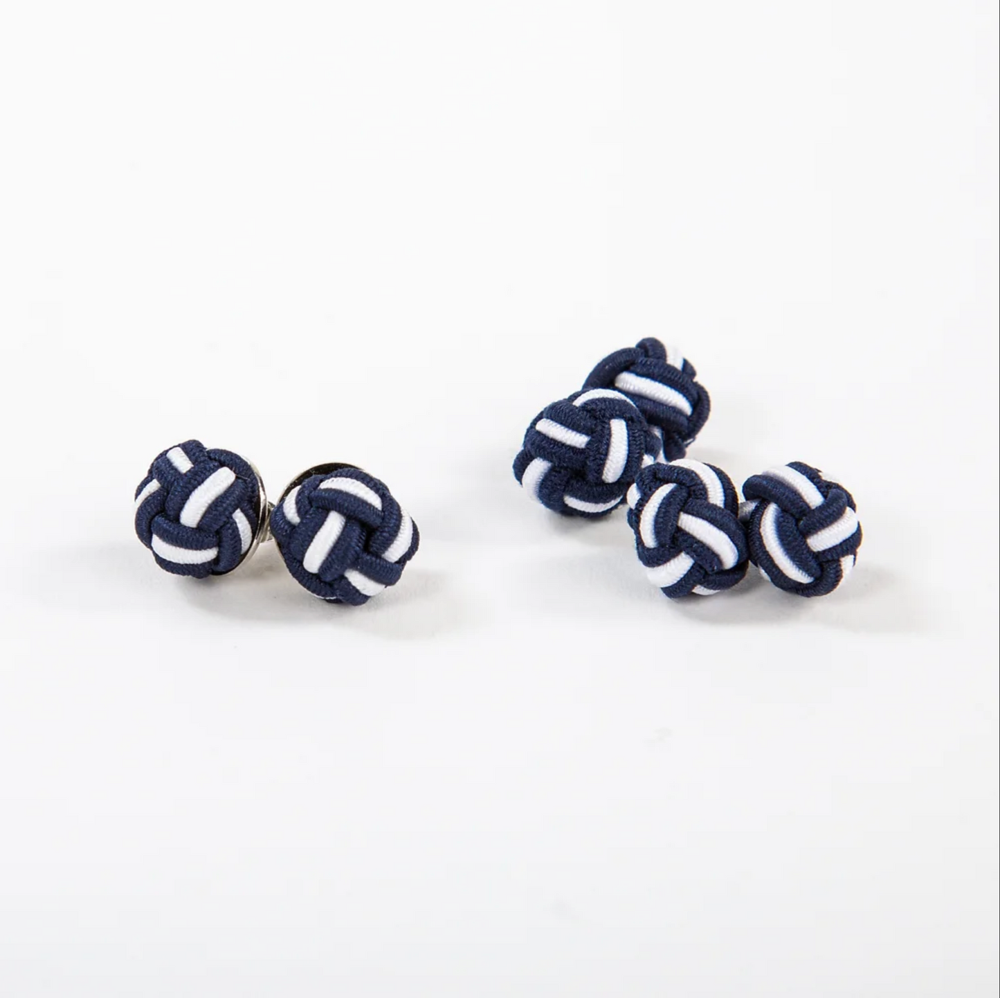 Monkey Fist Earrings: Classic Navy & Crisp White