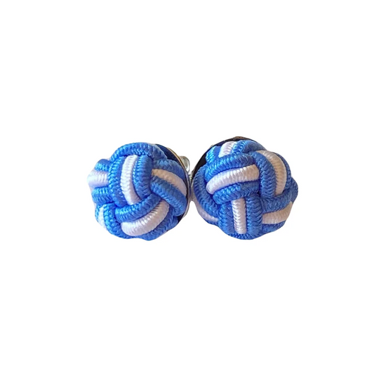 Monkey Fist Earrings: Atlantic Blue & Crisp White