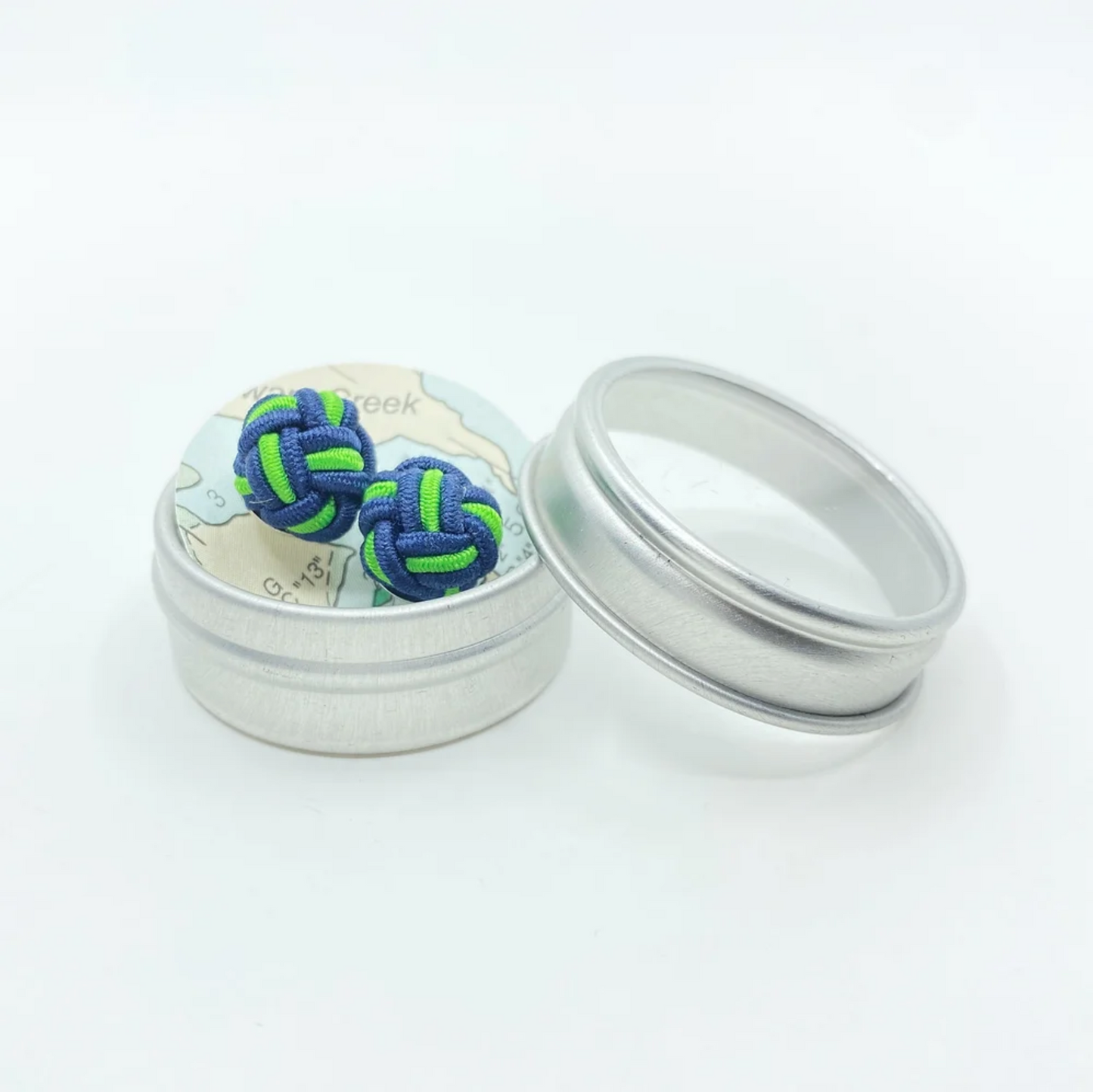 Monkey Fist Earrings: Classic Navy & Port Green