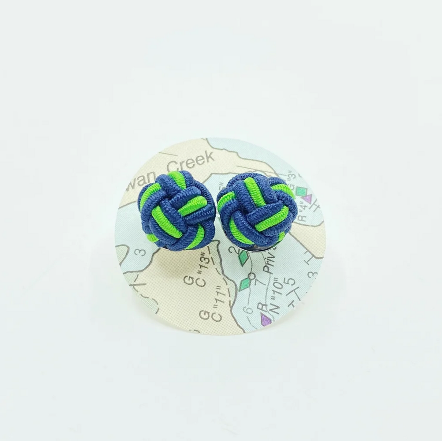 Monkey Fist Earrings: Classic Navy & Port Green
