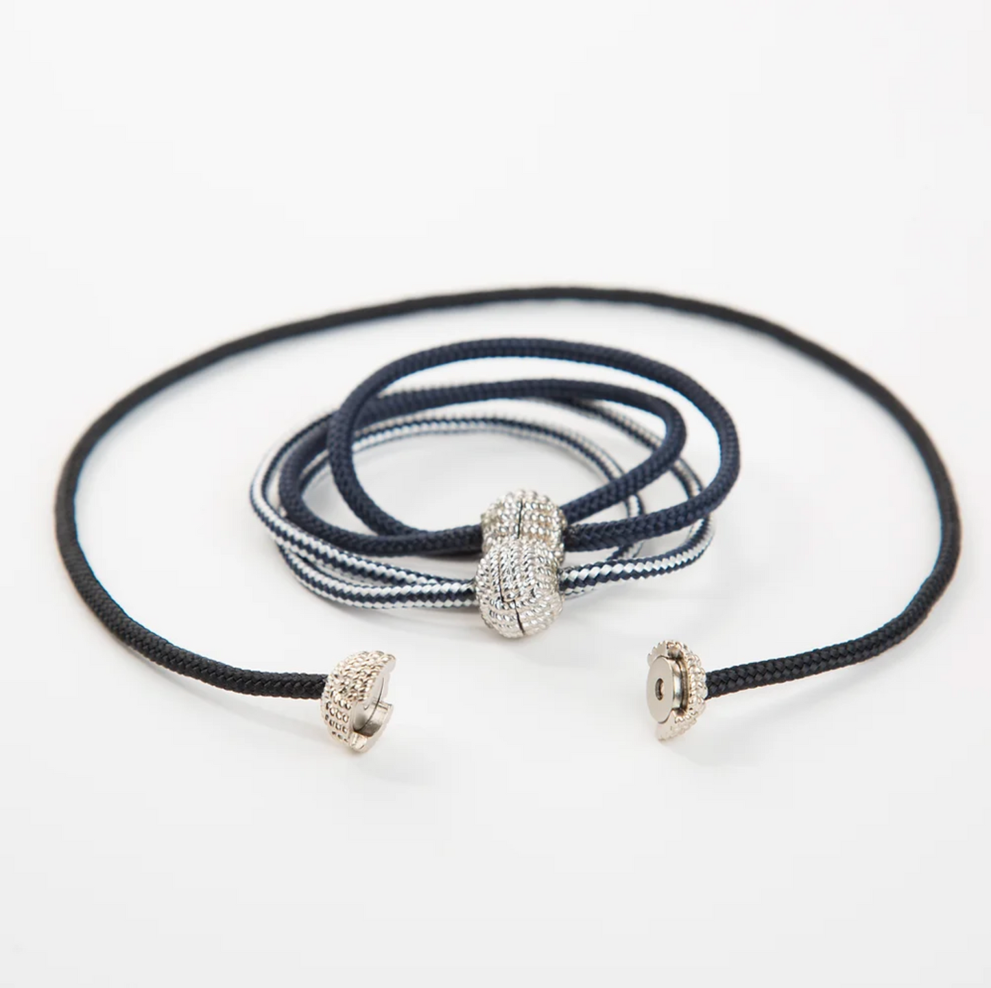 Captain's Cord Double Wrap Bracelet Fine Silver