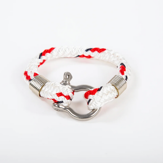 Bosun Bracelet White Yacht Braid Stainless Steel Shackle