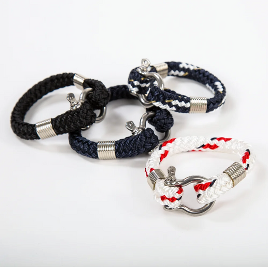 Bosun Bracelet White Yacht Braid Stainless Steel Shackle