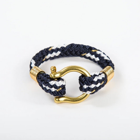 Bosun Bracelet Navy Yacht Braid Brass Shackle