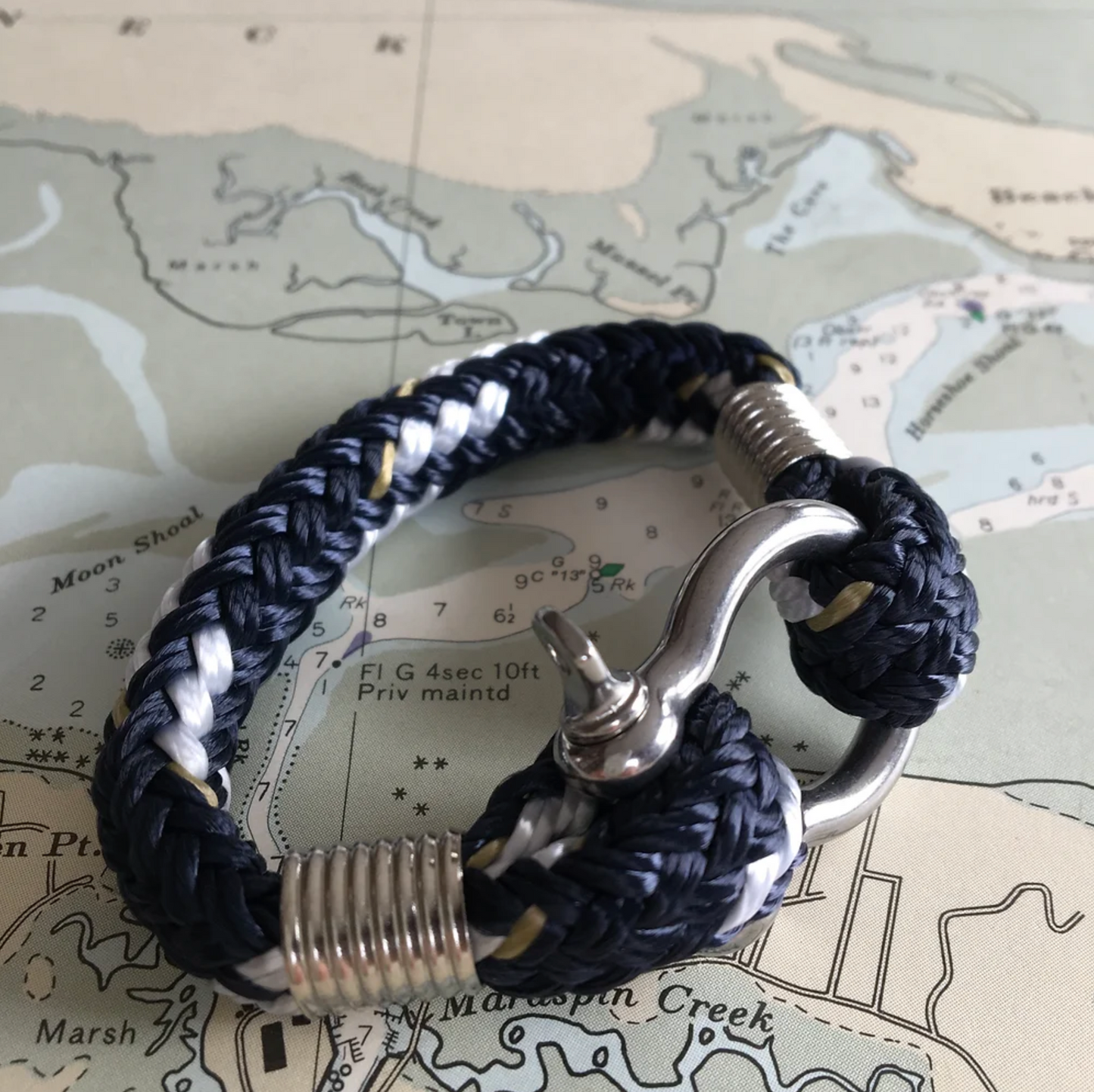 Bosun Bracelet Navy Yacht Braid Stainless Steel Shackle