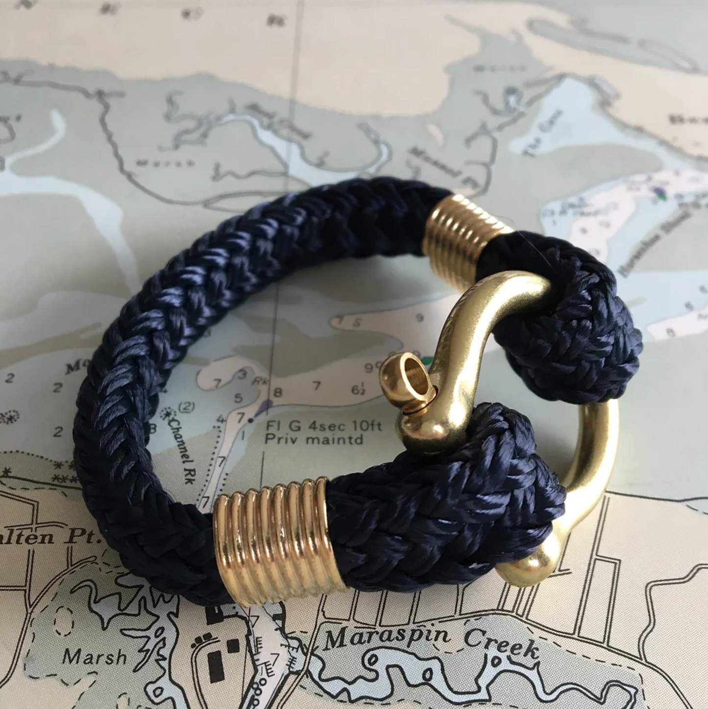 Bosun Classic Bracelet Navy Brass Shackle
