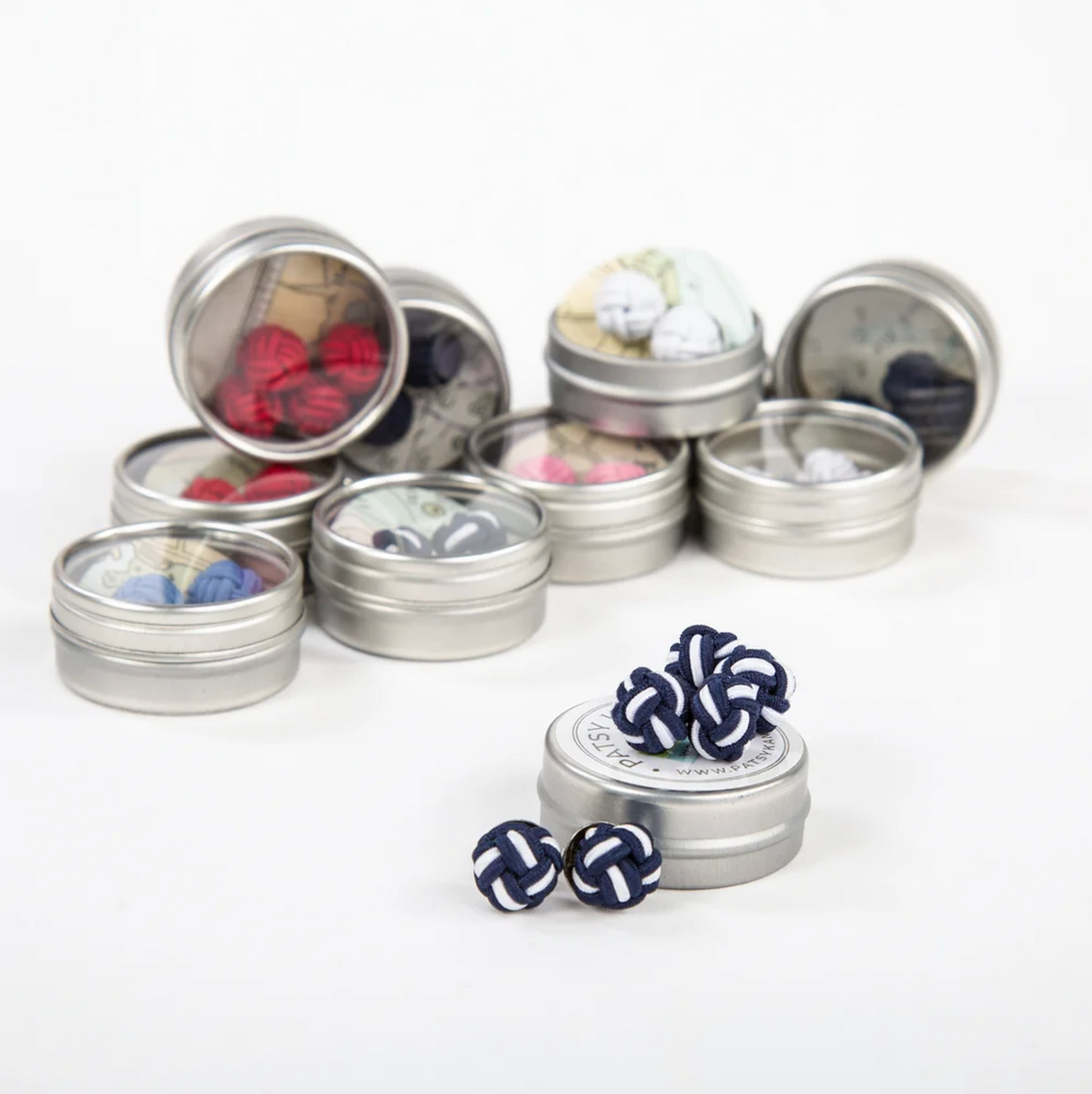 Monkey Fist Cuff Links: Classic Navy & Crisp White