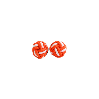 Monkey Fist Earrings: Signal Orange & Crisp White