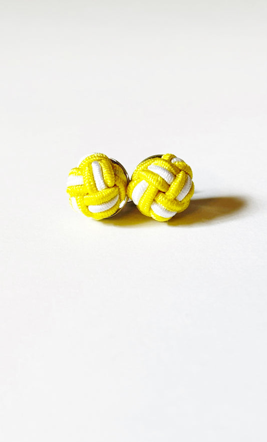 Monkey Fist Earrings: Daffy Yellow & Crisp White