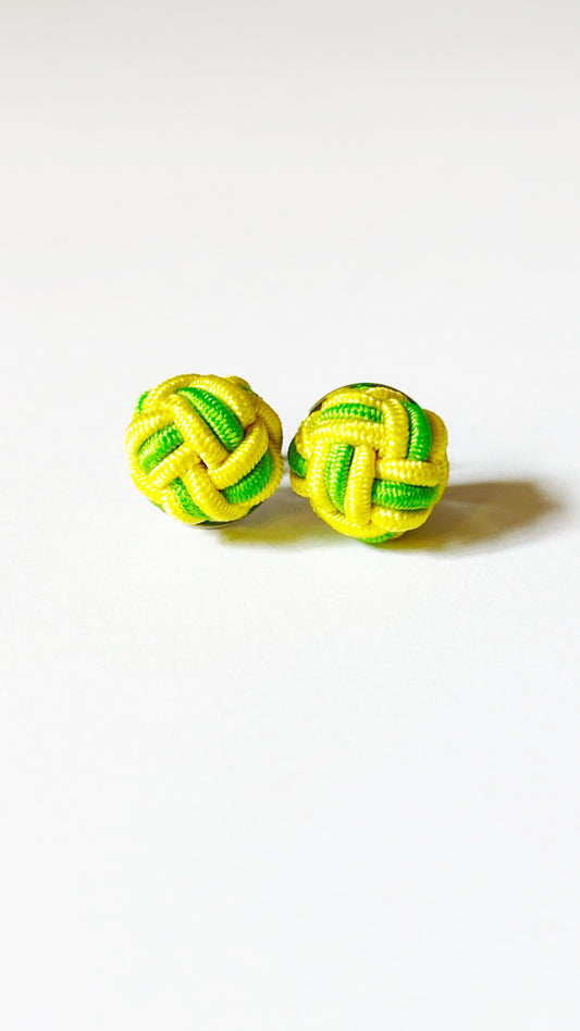 Monkey Fist Earrings: Daffy Yellow & Port Green