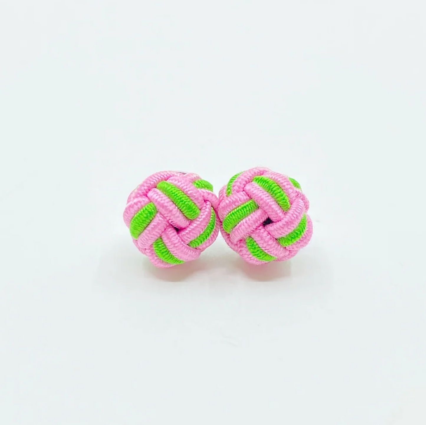 Monkey Fist Earrings: Preppy Pink & Port Green