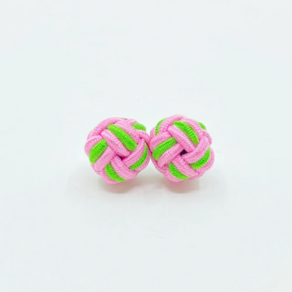 Monkey Fist Earrings: Preppy Pink & Port Green