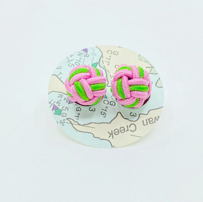 Monkey Fist Earrings: Preppy Pink & Port Green