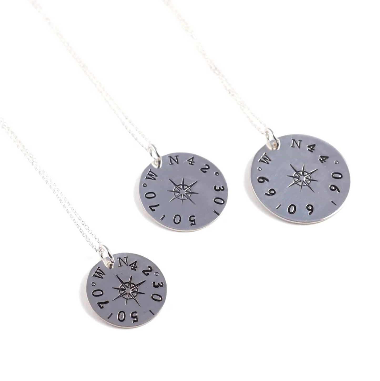 True North Compass Rose Necklace Silver