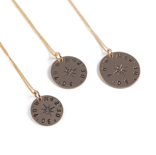 True North Compass Rose Necklace Gold