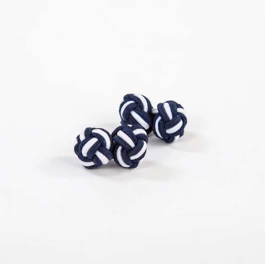 Monkey Fist Cuff Links: Classic Navy & Crisp White