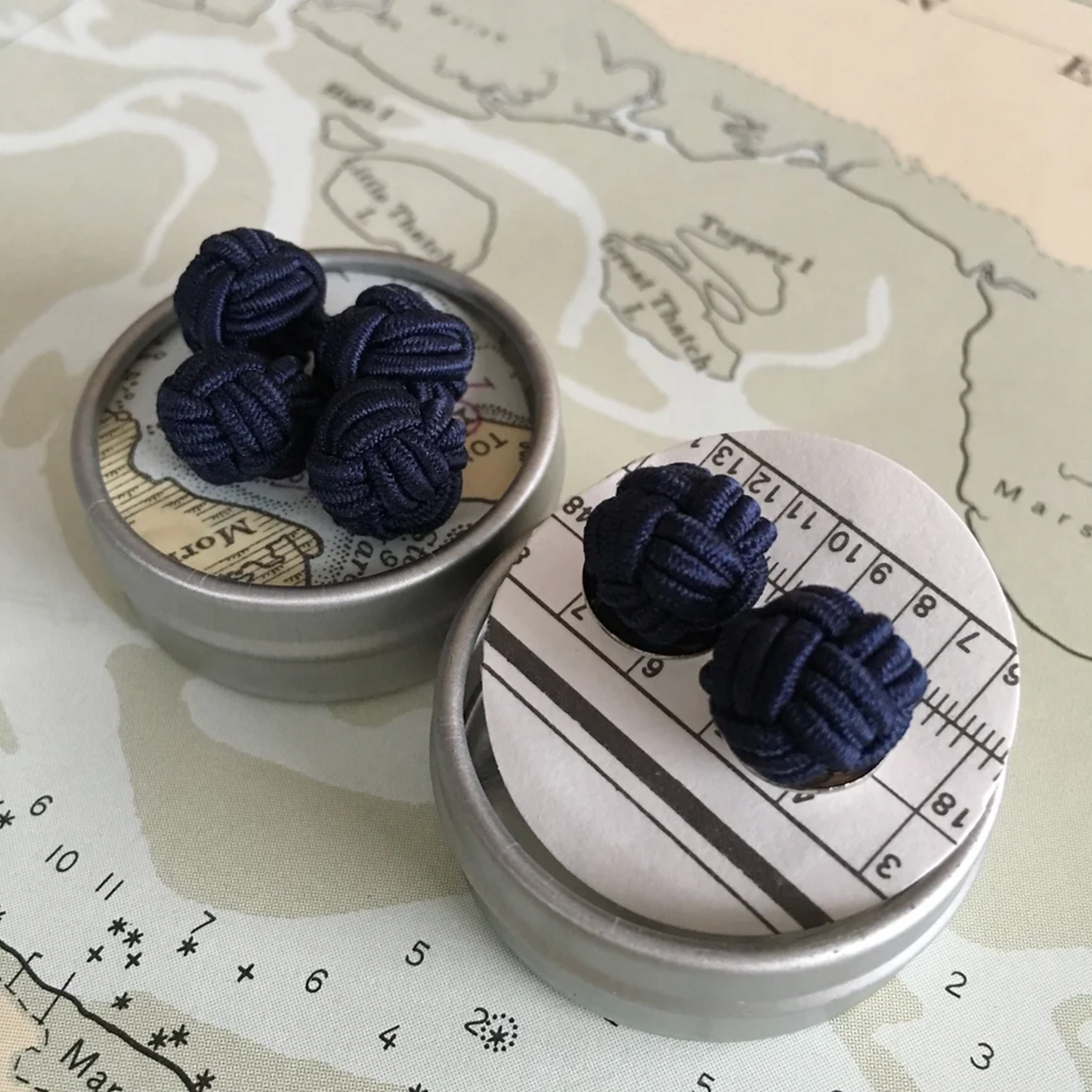 Monkey Fist Cuff Links: Classic Navy